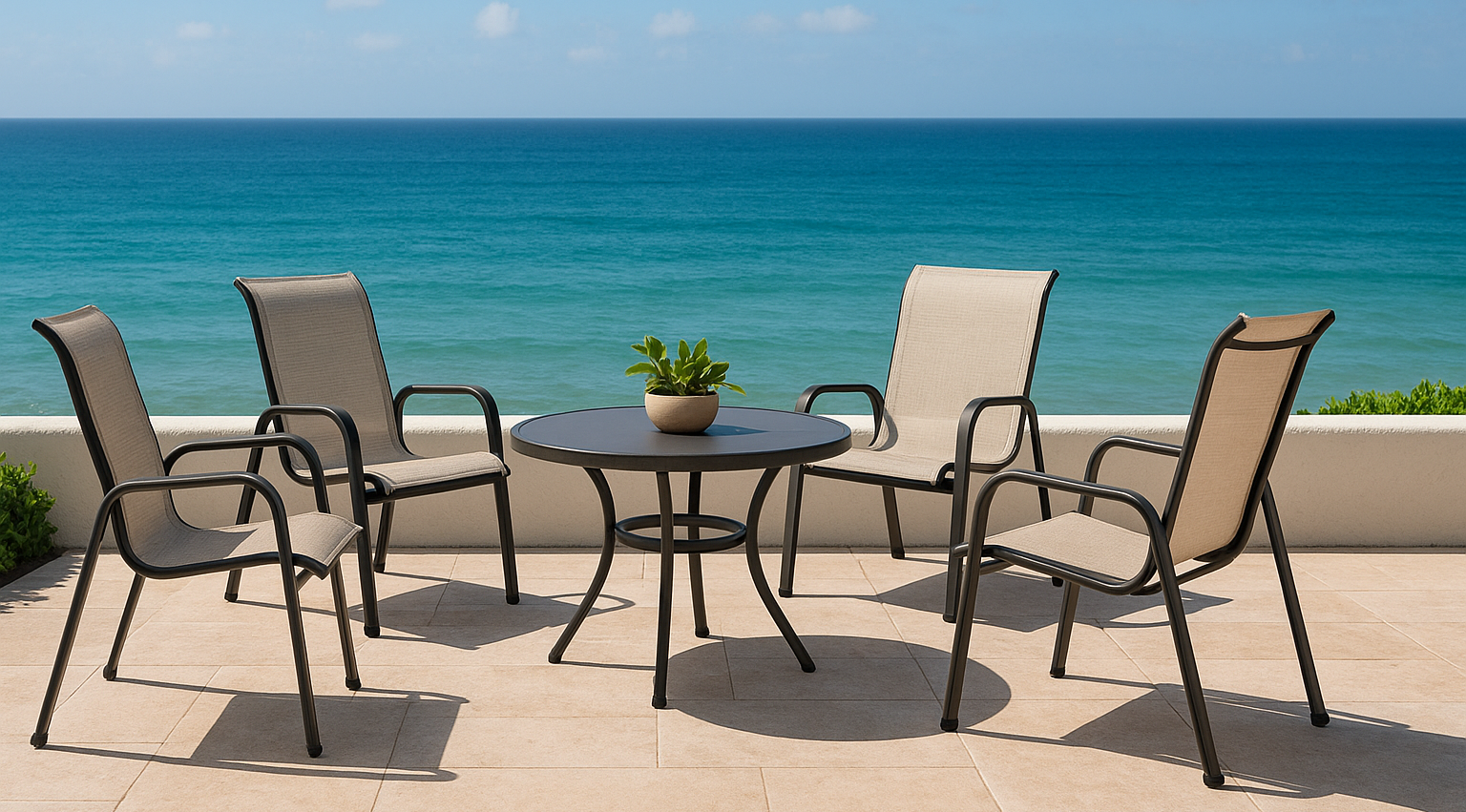 Patio slings chairs with table